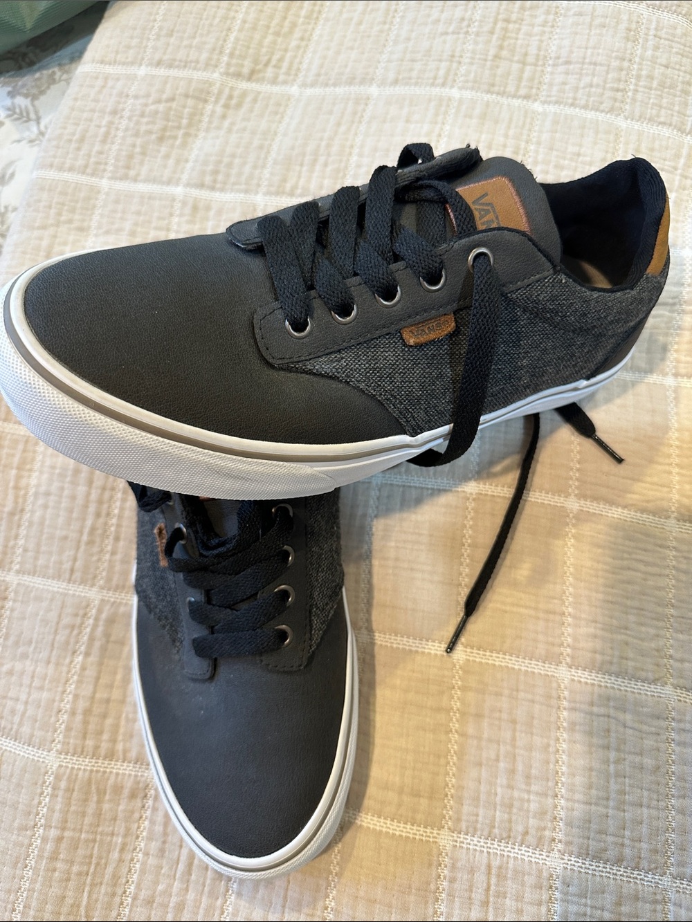 Vans Men’s Low-Top Sneakers in Charcoal with Tan Accents
